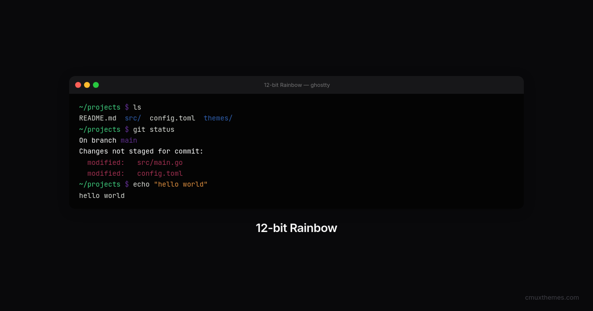 12-bit Rainbow — Cmux Themes