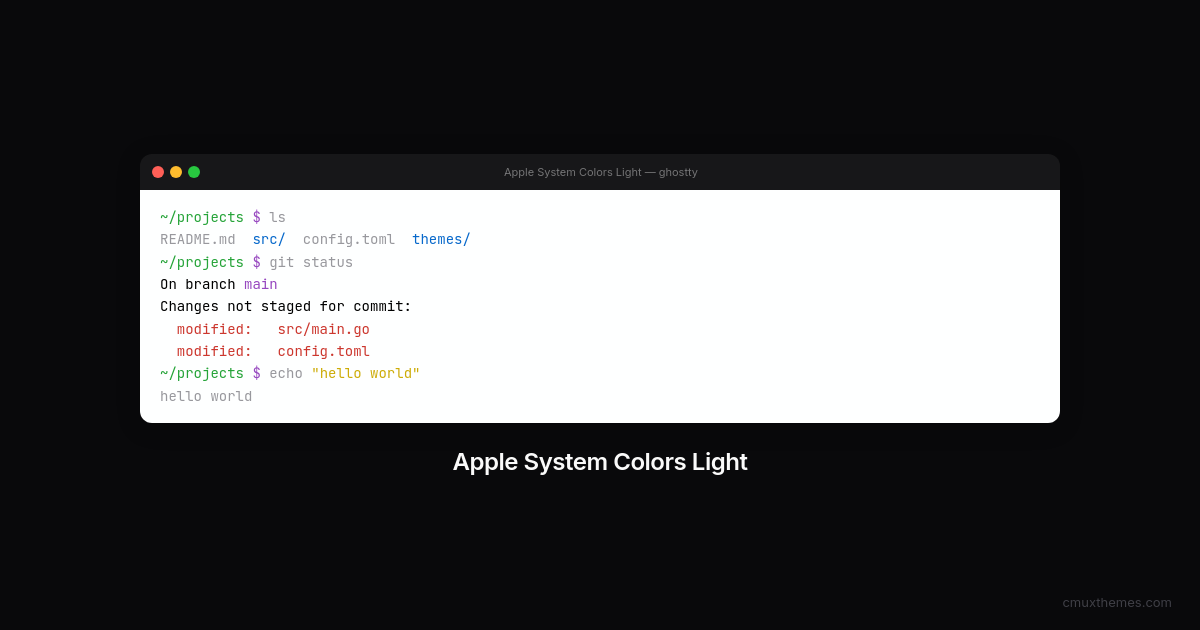 Apple System Colors Light — Cmux Themes