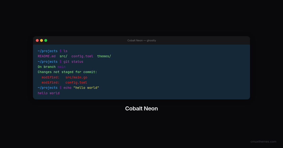 Cobalt Neon — Cmux Themes