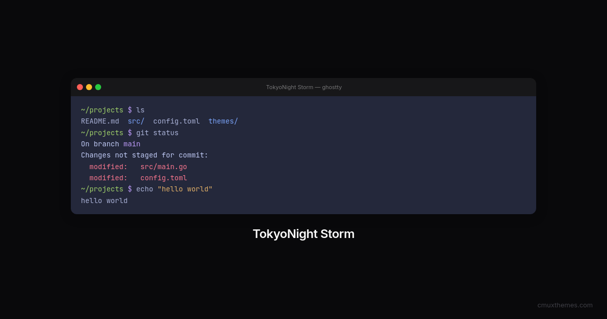 TokyoNight Storm — Cmux Themes